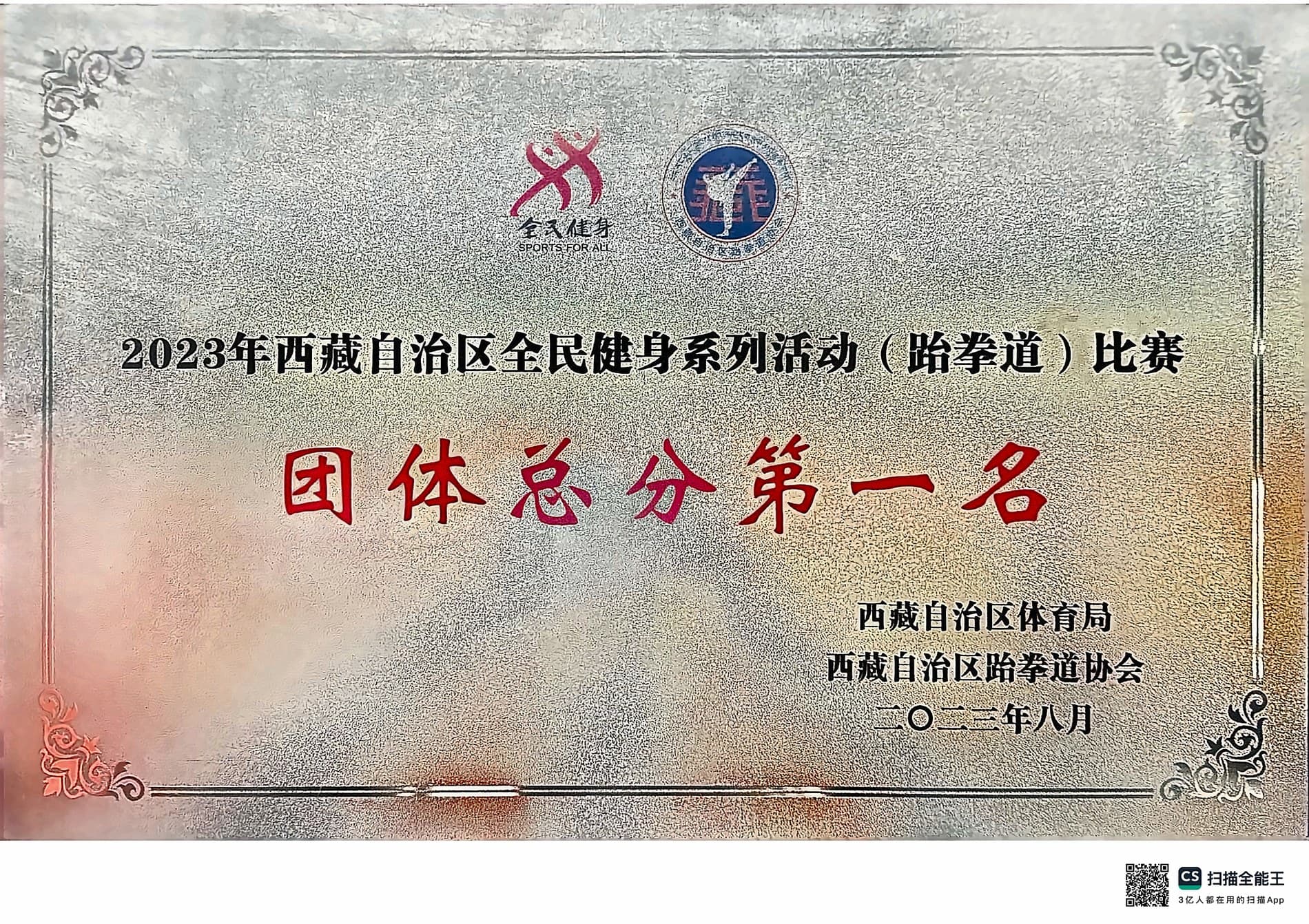 2023年西藏自治区跆拳道团体总分第一名
